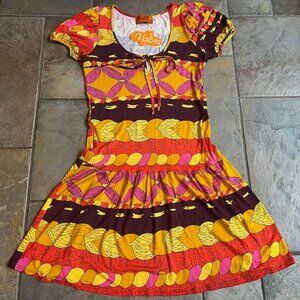 Voom by Joy Han Puffed Short-Sleeve Bold Vibrant Summer Dress Women's Size (2-4)